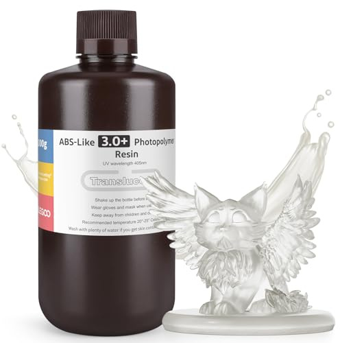 ELEGOO ABS-Like Resin 3.0 Plus, UV Curing Photopolymer-Harz Transluzent 1kg | höhere Präzision, geringere Schrumpfung, verbesserte Festigkeit und Zähigkeit, Photopolymer ABS 3.0+ 3D Drucker Harz