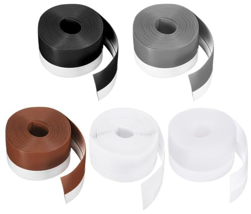 QUARKZMAN 5pz Silicone Sigillo Striscia 45mm Striscia Tenuta Silicone per Ferma Spifferi per Porte Nastro Adesivo Finestra Casa Doccia Fessure Vetro Lunghezza 25m, Colorato