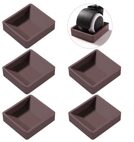 VooGenzek 5 Stücke 5.9x6.4 cm Gummi Möbelrollen Auflage, Anti-Rutsch-Pads für Möbelrollen, rutschfeste Füße Protector Pad, für Böden Möbelräder Geeignet, Braun