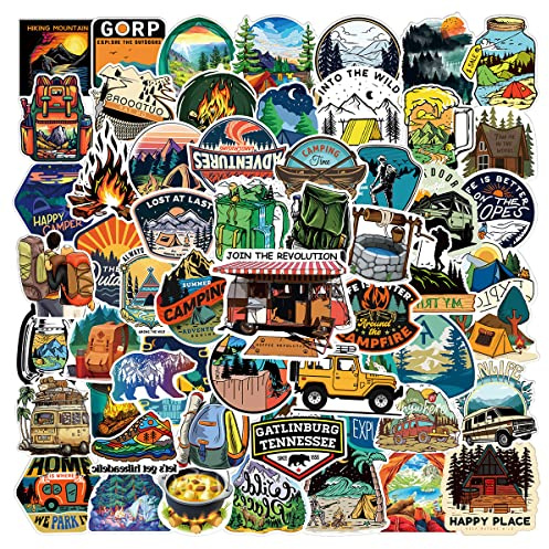 Outdoor Abenteuer Aufkleber Vintage Reise Camping Sticker Set 100 Stücke Niedlich Deko für Auto Laptop Skateboard Fahrrad Moped Motorrad Fahrrad Computer,Geeignet für Erwachsene Kinde