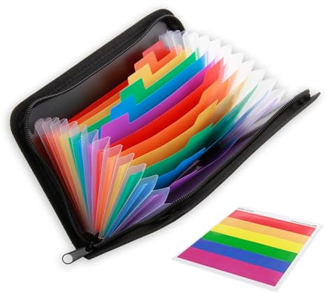 Fächermappe für A6, Dokumentenmappe Datei Organizer mit Reißverschluss, 13 Fächern Ordnungsmappe Karteikarten Mappe Ordner Datei Organizer für Schecks Kartei Rechnungen Quittungen Tickets Coupon