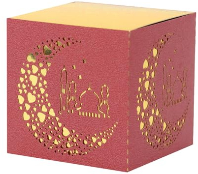 Mubarak, scatole regalo di carta, scatole regalo creative, a forma di castello a mezzaluna, per caramelle e regali di nozze, confezione da 50 pezzi (rosso)