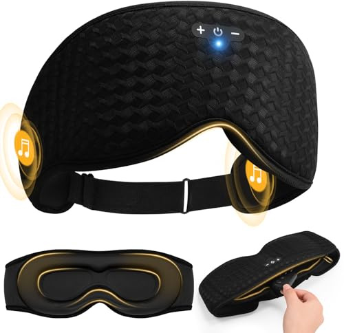 Mixiba Mascherina per dormire 3D, mascherina per dormire sagomata Bluetooth, maschera oscurante regolabile, facile installazione, cuffie stereo ultra sottili per uomini e donne