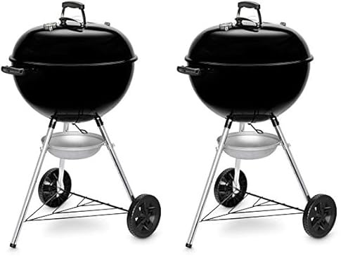 Weber Original Kettle Holzkohlegrill, Ø 57cm Grillfäche, BBQ Grill mit porzellanemaillierten Deckel & Kessel, Deckelthermometer, One-Touch Reinigungssystem - Schwarz (14101004) (Packung mit 2)