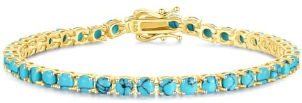 FANCIME 14K Vergoldet Damen Tennisarmband mit Geburtsstein, Geburtsstein Geschenk Schmuck für Sie Damen Mädchen, Länge 19 cm