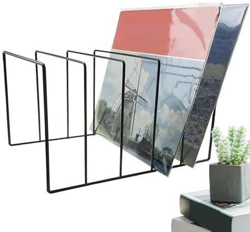 Portadischi In Vinile, - Portadischi In Metallo | Portaoggetti Per Libri In Ferro Nero | Organizzatore Di File, Portariviste Da Scaffale, Portaoggetti Da Scrivania Per Dischi In Vinile, Libri, Carte