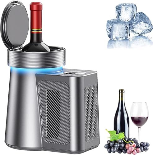 Wine Chiller Electric, Single Bottle Wine Cooler in Stainless Steel, Digital Display Temperature, Rapid Beverage for Parties, Events, RV, Home, Gift for Wine Lover