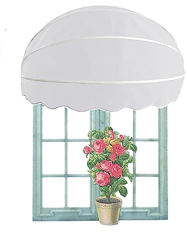 Fenstermarkise für den Außenbereich, gebogener Aluminium-Klapprahmen für den privaten und gewerblichen Gebrauch, elegante weiße Kuppelabdeckung für Terrasse, Balkon und Terrasse, Schattenlösungen