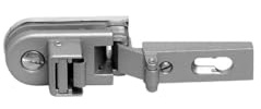Bisagra para cristal CF01028 Confalonieri – Para cristal y cristales con muelle de retención – Placa exterior redondeada 55 x 27 y base incluida – Color níquel satinado