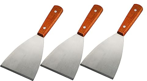 MOKKHNB 3 pièces Spatules de Cuisine Inox à Manche pour Barbecue Raclettes et Cuisson Steak Pelle à Pizza Polyvalente Ustensiles Faciles à Nettoyer Usage Maison et Professionnel
