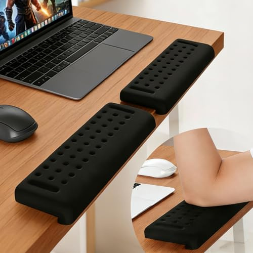 Koxtyzo 2 stycken handledsstöd tangentbord, L-format ergonomiskt handstöd tangentbord, minnesskum handledsstöd, halkskydd armstöd skrivbord, handledsvila för kontor hem