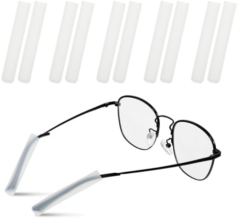 5 Pairs Anti-Slip Glasses Ear Cushion, Silicone Glasses Ear Cushion, Soft Comfort Eyeglass Ear-Cushions, White Eyeglasses Temple Tips Sleeve Retainer, Eyeglasses Accessories