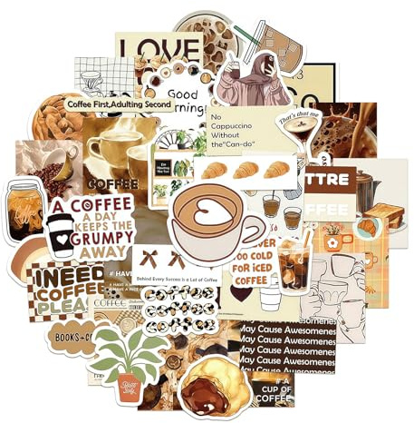 Ruispeed 50pcs Coffee Inspirational Stickers for Teens Adults,Motivational Reminder Decals Positive Note Sticker for Laptop Water Bottles Scrapbook Journal (Self-Improvement)