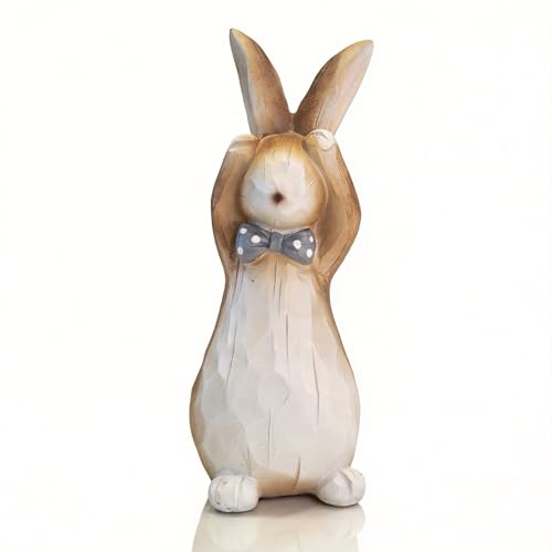 Kunkeinson Figuras de conejo de Pascua de resina, 10 cm x 10 cm x 25 cm, decoración de jardín para exteriores, resistente a la intemperie, decoración moderna, regalo, duende para jardín, césped