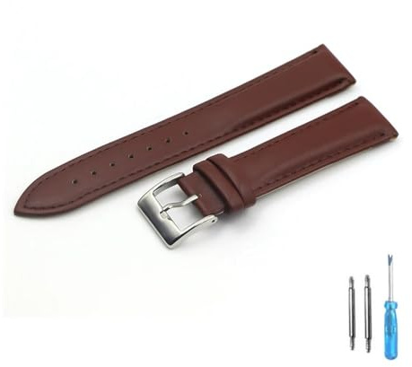 yangfangmei Läderarmband Byt armbandsurremmar 18mm 20mm 22mm Klocktillbehör Män Dam Mjukt klockband(Brown-S,20mm)