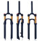 ZTZ【EU Stock Forcella Anteriore per Mountain Bike, Controllo della Spalla dell'ammortizzatore per Bicicletta 26/27,5 Forcella a Gas Tubo da 32 mm (Nero Opaco + Camera d'Aria Oro, 27.5 Pollici)