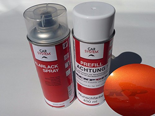 Lackpoint Spraydose Set 400ml Basislack für Toyota 4R8 Orange Inferno Metallic + Klarlack Autolack