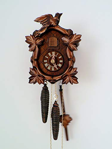 SELVA Reloj de cuco St. Märgen clásico de la Selva Negra artesanal, fabricado en Alemania, caja de madera maciza, atemporal, elegante (tamaño: 20 x 16 x 12 cm) – C341949