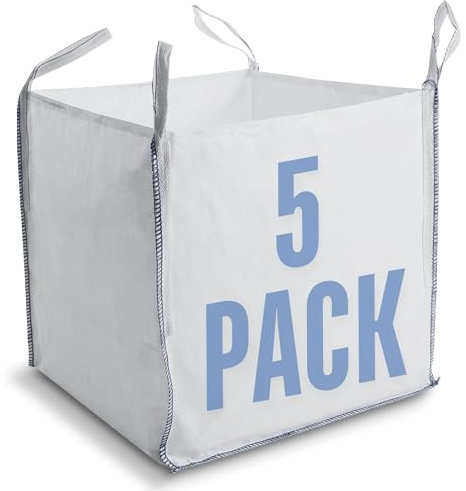 Airtech-UK New FIBC Bulk Bag Builders Garden Waste Heavy Duty Industrial polypropylene Material 1 Tonne TON Jumbo Bags Storage Sack Various Quantity (5)