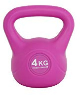 Train Hard Kettlebell 4 kg Rosarot, Kugelhantel Kunststoff mit Zement Füllung Farbig, ideal für Krafttraining Gymnastik und Heimtraining