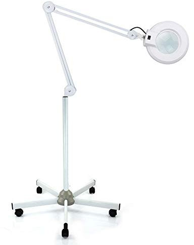 kangten LED Lupenleuchte,5X Dioptrien Lupenlampe Arbeitsplatzlampe mit Einem Ständer und Rollen Kaltlicht Kosmetiklampe 22W für Kosmetikerinnen Stickerinnen