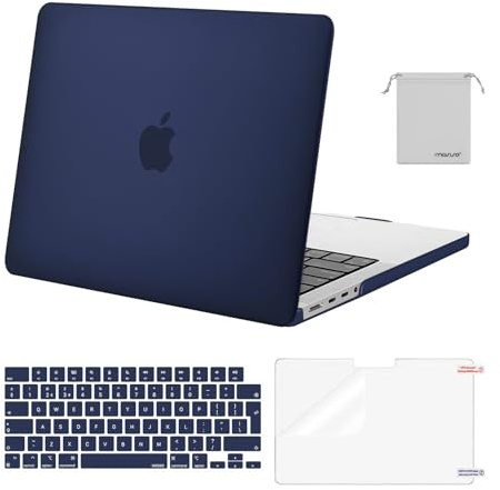 MOSISO Kompatibel mit MacBook Pro 14 Zoll Hülle 2026-2021 M5 M4 M3 M2 M1 A3427 A3426 A3434 A3112 A3185 A3401 A2918 A2992/2779/2442, Hartschale&Tastaturschutz&Displayschutz&Beutel, Navy Blau