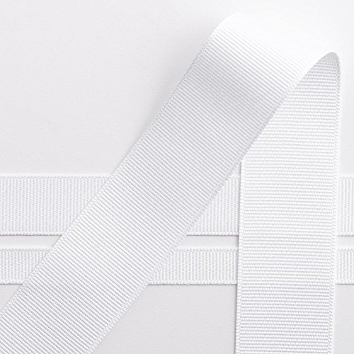 Italian Options Grosgrain Ribbon 25mm, Strong Plain White Ribbon for Bows, Wedding, Crafting, Sewing, Hair Accessories, Gift Wrap, 25 mm x 10 Metre Roll, White