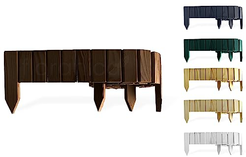 Floranica Rollborder II Flexibler Holzzaun 200 x 40 cm Braun (kürzbar) Kiefernholz Beetumrandung imprägniert Gartenzaun Beeteinfassung Dekozaun Rollboarder Rasenkante