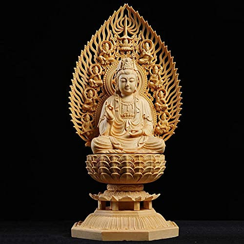 SCZWP8 Tre Statue di San Buddha Ornamenti Dainichi Tathagata Avalokitesvara Ksitigarbha adorazione in Legno di bosso cipresso Intaglio del Legno Artigianato per Il Tuo Soggiorno Ufficio Desktop
