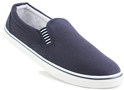 Dek Mens Slip On Canvas Flat Boat Yachting Deck Plimsoll Espadrilles Casual Pumps Trainers Shoes (Navy, Numeric_9)