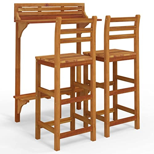 vidaXL Ensemble de Bar de Balcon 3 pcs Mobilier de Patio Table et Tabourets de Bistrot Meubles de Terrasse Extérieur Jardin Bois d'Acacia Massif