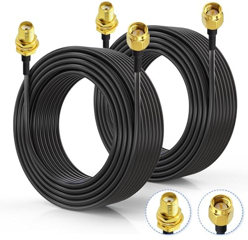 Superbat SMA Verlängerungskabel 10m (2 Stück):SMA-Kabel Stecker auf Buchse/Bulkhead Kabel, verlustarmes RG174 Koaxialkabel für 4G LTE, 5G Modem, Router, WLAN Antenne,Ham Radio/GPS/WiFi
