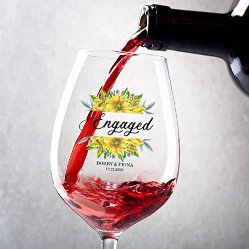 Rimego Juego de 2 copas de vino tinto, adorno de compromiso 2023, copa de vino personalizada de 11 onzas, copas de vino para vacaciones, aptas para lavavajillas (cristales)