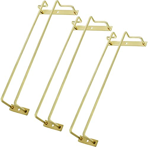 ZOOHOT 27 cm goldenes Weinglasregal – Unterschrank-Weinglashalter für Bar, Küche (1 Reihe, 3 Stück)