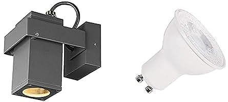 SLV THEO BRACKET | Beleuchtung für Wände, Wege, Eingänge, Wand- und Deckenaufbauleuchte, LED Spot, Aufbau-Leuchte Outdoor, Decken-Strahler |inkl. effizientem GU10 Leuchtmittel, 3000K, Neutralweiß