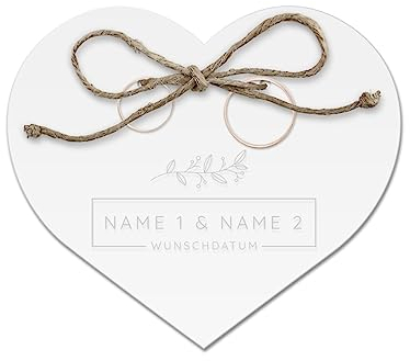Acrylglas Ringkissen personalisiert zur Hochzeit Standesamt mit Lasergravur mit individuellen Namen und Datum klein und modern - Namensbox
