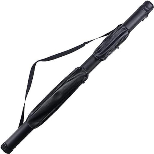 Billard-Queue-Tasche, Billard-Queue-Tragetasche, 3/4 Queue-Hüllen, PU-Leder-Billard-Queue-Tragetasche Mit Verstellbarem Riemen.,Schwarz,114X6X6cm,outstanding78