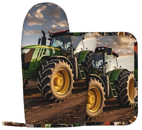 Pezzi di ricambio per macchine agricole guanti da forno e presine Set 2 guanti da forno resistenti al calore cuscinetti caldi guanti da cucina in silicone presine per cucinare cottura grigliate