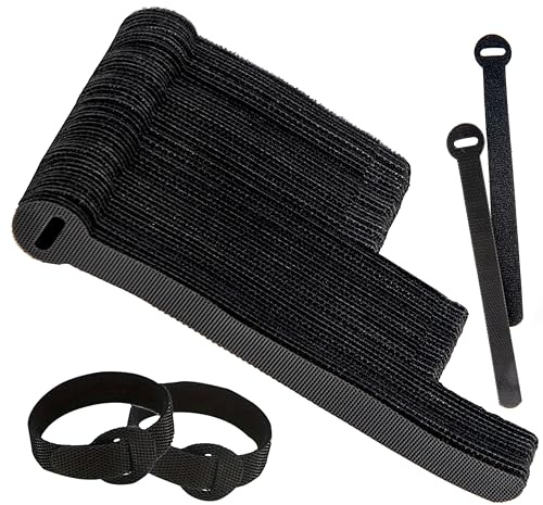 120x Multi-Sizes Black Reusable Cable Ties – Adjustable & Releasable in 3 Sizes for PC, TV, Office, and Cord Management