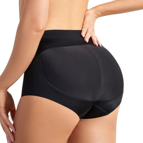 Uwiyo Mujeres Butt Lifter Shapewear Bragas Acolchadas para Las Mujeres Fake Butt Lifter Hip Enhancer Ropa Interior Hip Lifting Pantalones (FR/ES, Letras, S, Regular, Regular, Negro)