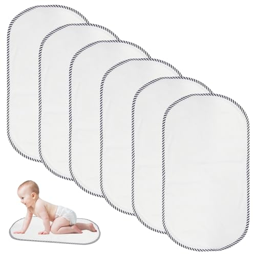 Wiederverwendbar Wickelunterlage für Babywindeln: WEGREAT 6 Stück Wickelunterlage Waschbar, Wasserdicht, 30x60cm Wickelunterlage aus Bambus-Viskose, Sanft & Schützend - Komfort für Babys, Weiß