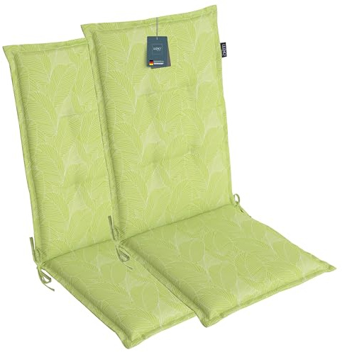 LILENO HOME Set di 2 cuscini per sedia da giardino con schienale alto, in foglie verdi, comodi cuscini per sedie da giardino e sedie pieghevoli