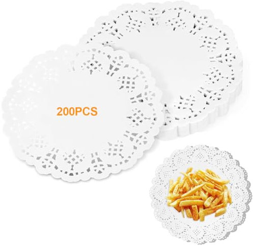 ZKGYUS 200 Napperon en Papier Rond, Papier Rond en Dentelle Blanche 4,5 pouces pour mariage, anniversaire, gâteaux, desserts, vaisselle, décoration alimentaire Disposable Lace Doilies Paper