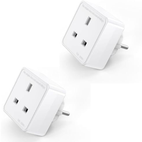 UK to EU Travel Adapter - Type G to C, E, F Compatible for Spain, France, Poland, Italy, Turkey (2 Pack)