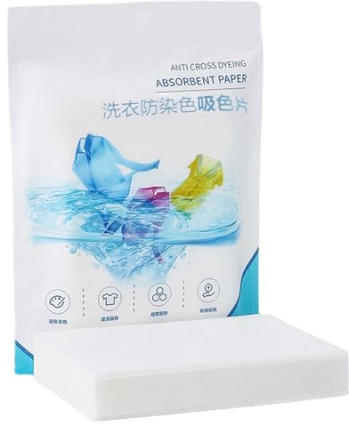Lot de 50 tablettes de papier à linge anti-teinture pour protéger les vêtements Couleurs Anti-fil Absorption des couleurs