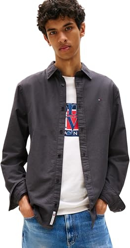 Tommy Jeans Tjm Reg Oxford Shirt Ext Dm0Dm21298, Camicia a Maniche Lunghe, Uomo, Nero (Black), M