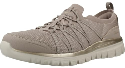 Skechers Women's Graceful Purecrush Slip-On Sneakers, Taupe/Gold Knit, 5 UK