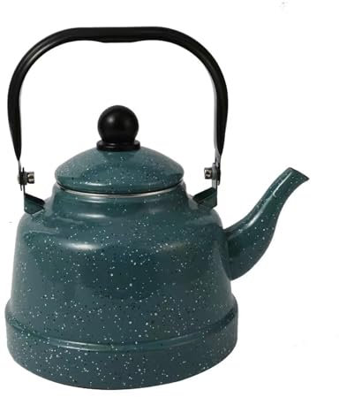 DXZXDJIU Bouilloire à thé Vintage en émail Bleu à Pois Blancs - Bouilloire sifflante for cuisinière, Options 1,1 L, 1,7 L, 2,5 L(Green,2.5L)