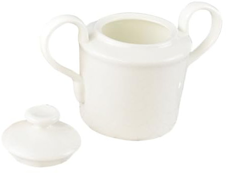 Mikikit Tarro De Azúcar Para Café Exquisito De Cerámica Blanco Con Tapa Para Postres Tarro De Forma Cuadrada Hogar Como De Leche Con Doble Asa Uso Cocina