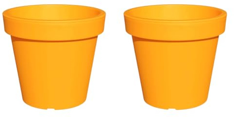 Planters Pride Aura 2-Pack of 47.5cm ⌀ Large Plant Pots, Vibrant Orange | Weather-Resistant Recycled Plastic Planters | Flower Pots with Drainage & Plug | Outdoor Patio Pots, Indoor House Plant Pots